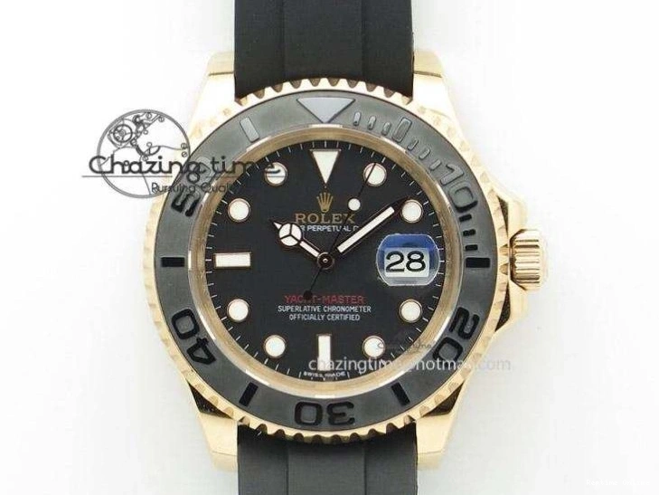 0405 Yacht-Master 126655 RG 3EF 1:1 Best Edition Black Ceramic Bezel on Black Rubber Strap VS Reliable 2488